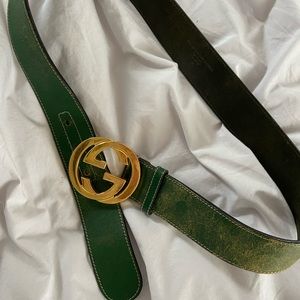 Gucci Leather Belt - 100% Authentic Emerald Green